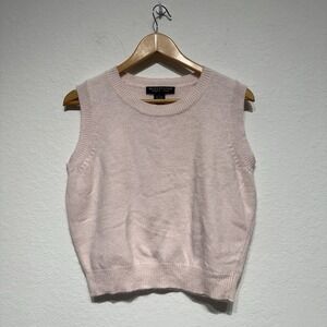 Metropolitan Angora Rabbit Hair Lambs Wool Blend Round Neck Vest Women's Large